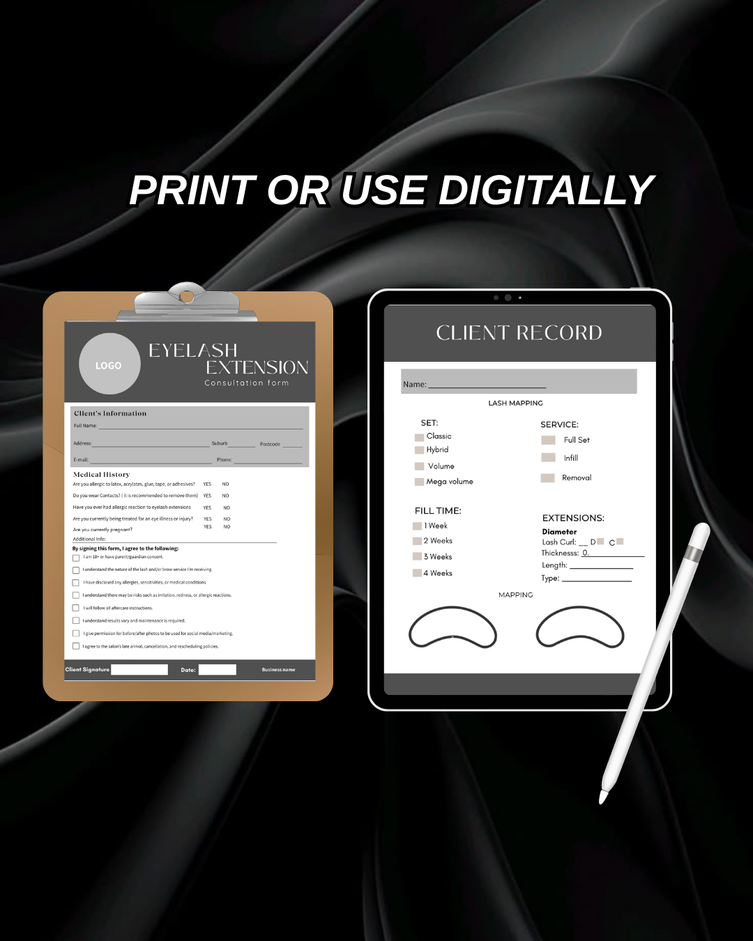 2 PGS Eyelash Extension Form Bundle - Canva template